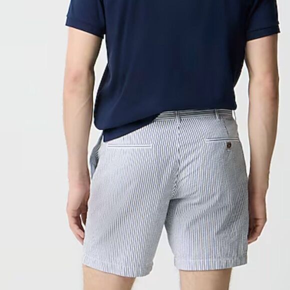 GAP Essential Khaki Shorts 7" Seersucker Blue & White - Picture 3 of 3